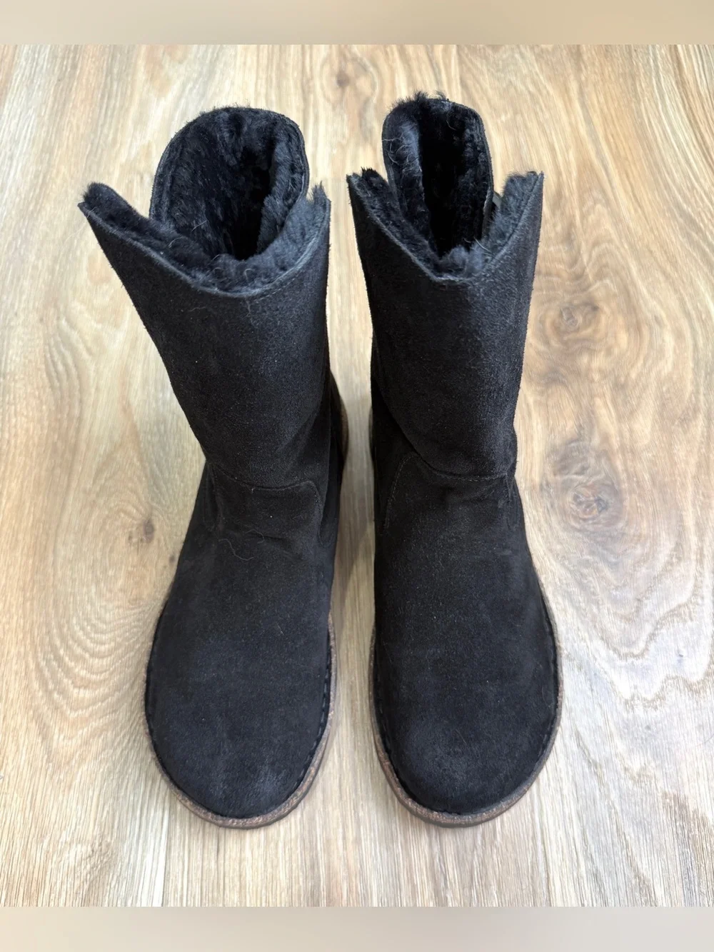 Birkenstock Suede Shearling Lined Mid Calf Boots Black Size 42 EU 11 US
